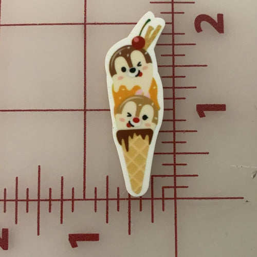Chip and Dale stacked Ice Cream Flat back Printed Resin