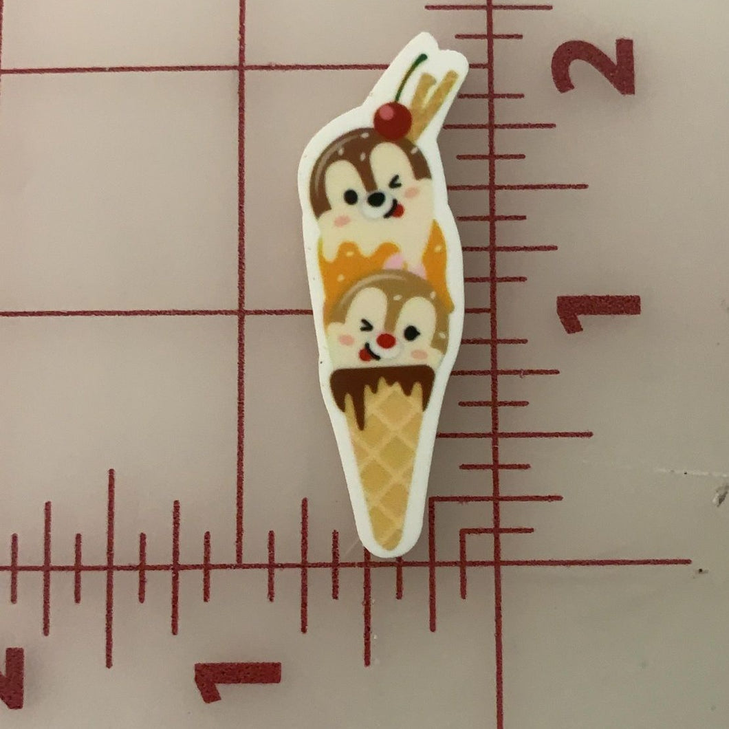 Chip and Dale stacked Ice Cream Flat back Printed Resin