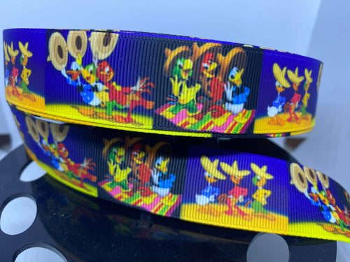 1 yard 1 Inch The Three Caballeros Print Grosgrain Ribbon