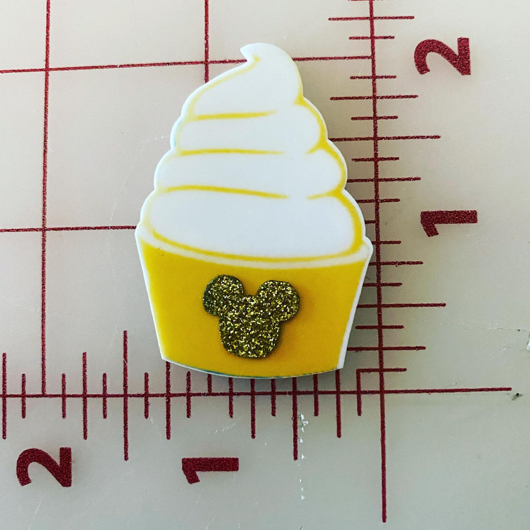 Dole whip with Glitter Mickey Flat back Printed Resin