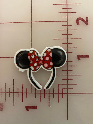 Red Bow Minnie Ear Headband Flat back Printed Resin