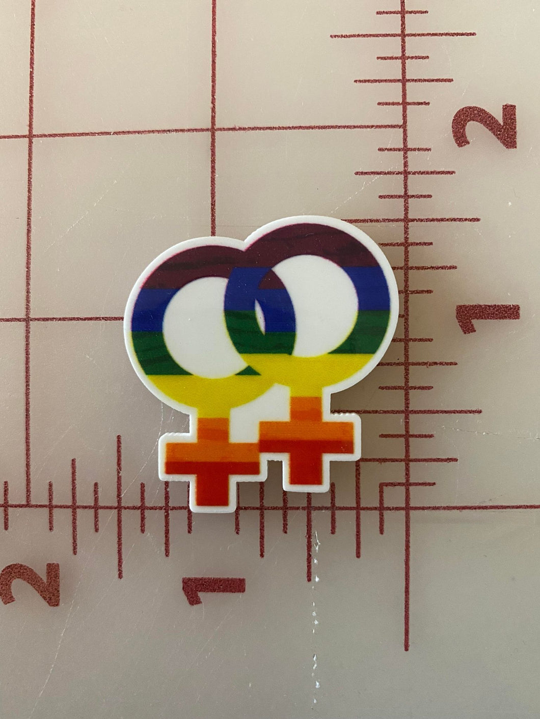 Double Female Gender Symbol Lesbian Flat Back Printed Resin