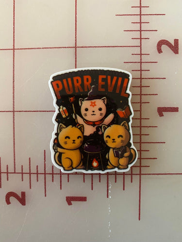 Purr Evil Pentagram With Black Cat Flat back Printed Resin