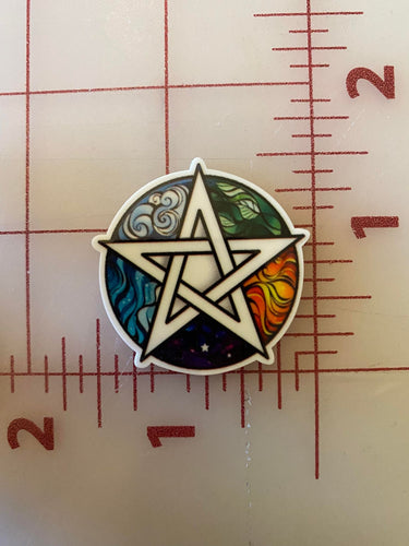 Pentagram Earth, Air, Fire, Water Flat back Printed Resin