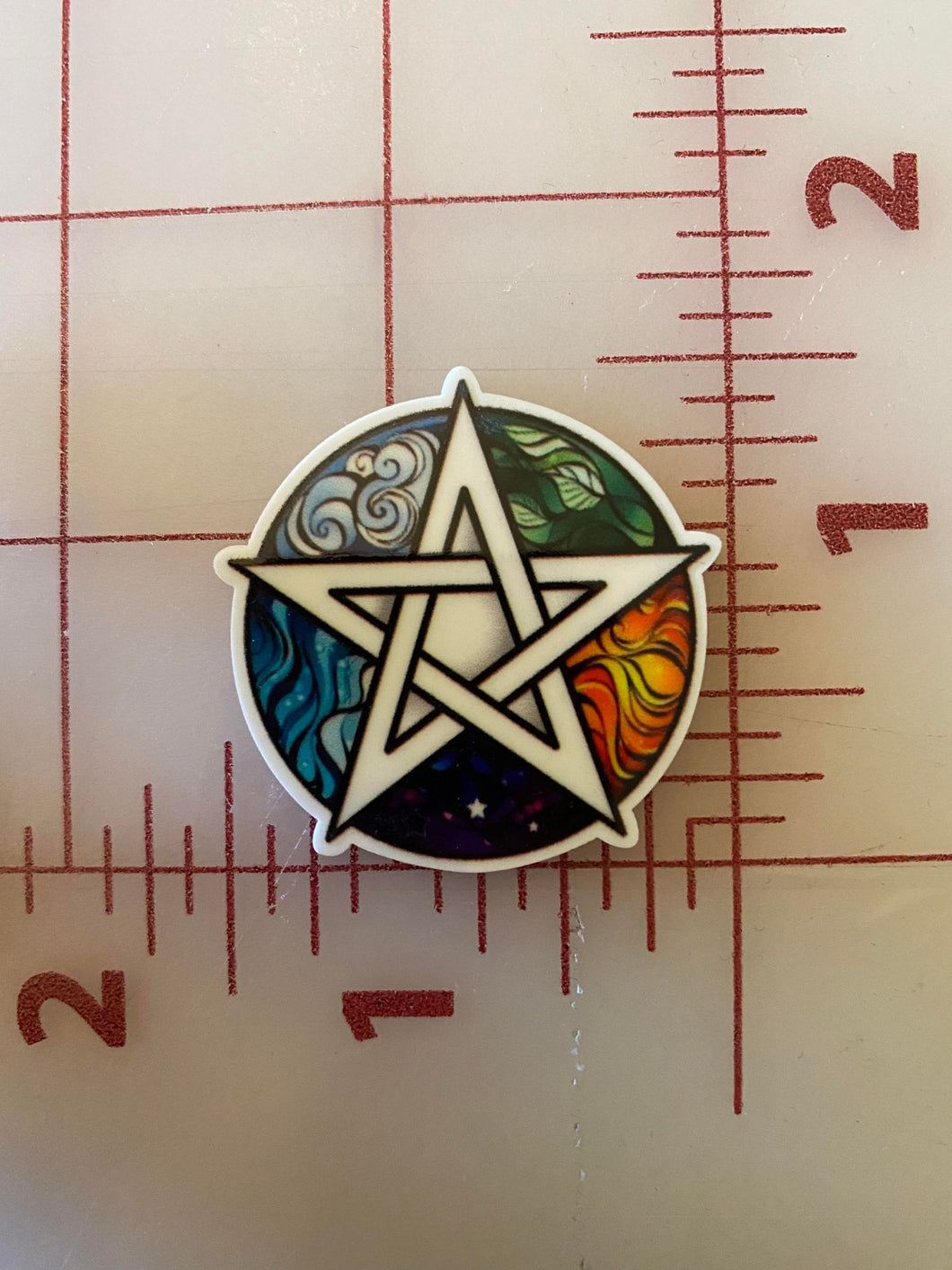 Pentagram Earth, Air, Fire, Water Flat back Printed Resin