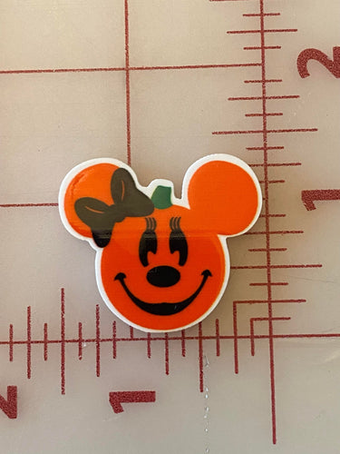 New Halloween Minnie Pumpkin Flat back Printed Resin