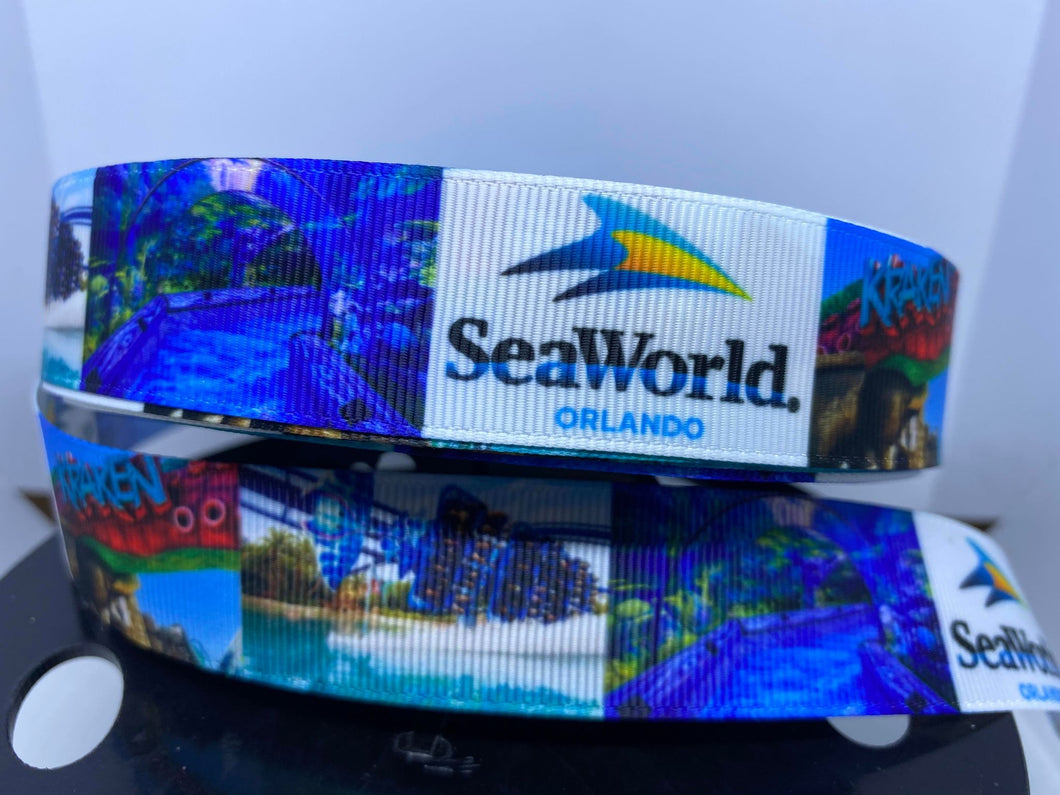 Exclusive 1 yard 1 inch Sea World  Orlando Florida Grosgrain Ribbon