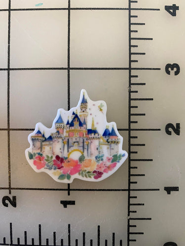 Floral Sleeping Beauty Castle  Flat back Printed Resin