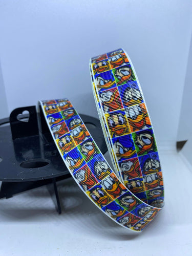 1 yard 1 inch Donald Duck Lanyard Vertical Print Grosgrain Ribbon