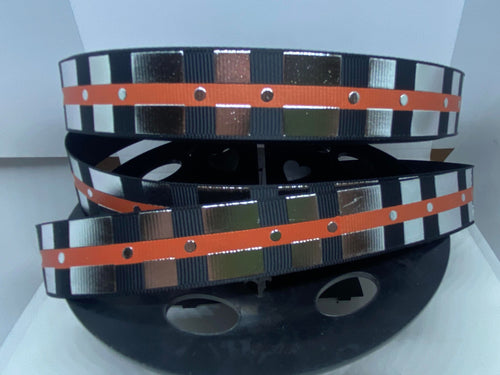 1 yard 1 inch ribbon Black Foil Print Chewie Bandolier Grosgrain ribbon