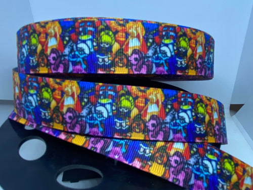 1 yard 1 inch 80's kid Vintage Retro Cartoon collage Grosgrain Ribbon