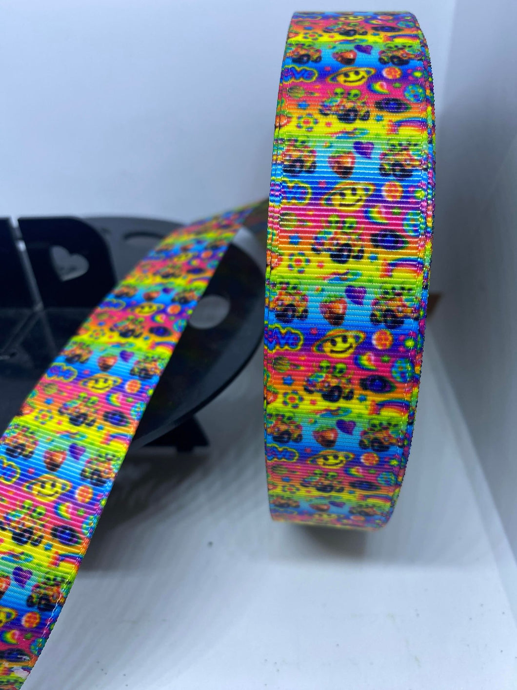 1 yard 1 inch Lisa Frank inspired Pretty Lanyard style print Grosgrain Ribbon