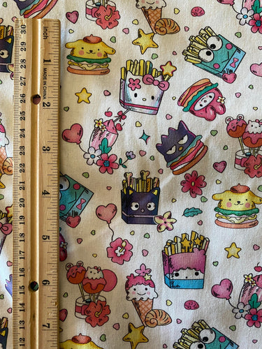 100% Cotton Kawaii Print Sanrio Friends as food Custom Fabric