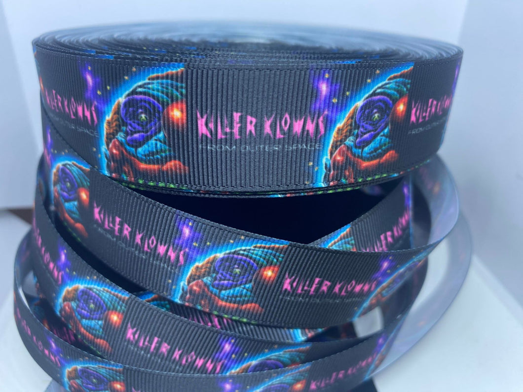 1 Yard 1 inch wide Killer Klowns' from Outer Space Grosgrain Ribbon