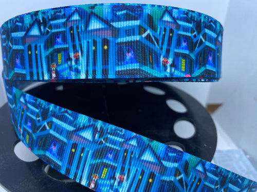 1 yard 1 inch Haunted Mansion ART Print Grosgrain Ribbon
