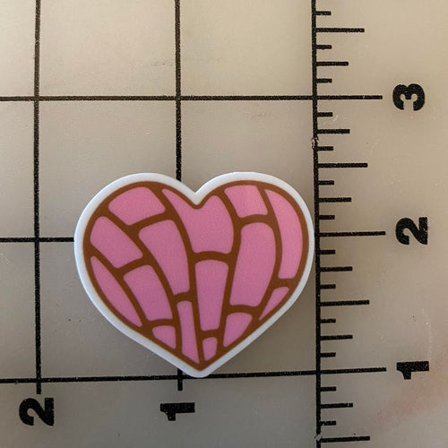 Concha Hearts Mexican sweet Bread Flat back Printed Resin