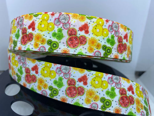 1 Yard 1 inch Mickey Shaped Fruit Custom Grosgrain Ribbon
