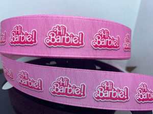 1 Yard 1 inch "Hi Barbie" Barbie Movie Grosgrain Ribbon