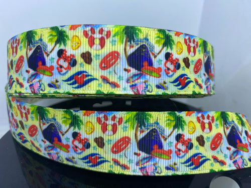 1 yard 1 inch Disney Cruise Line Collage Print Grosgrain Ribbon