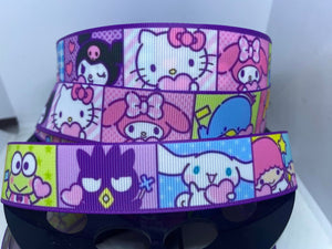 NEW 1 yard 1 inch All the Sanrio Characters Grosgrain Ribbon