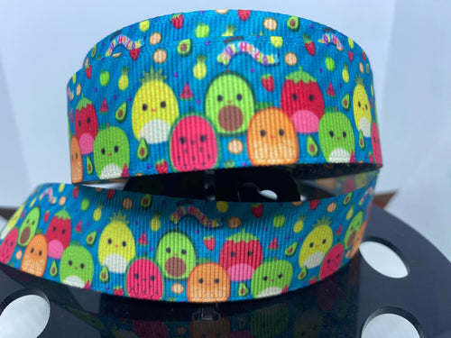 1 yard 1 inch Squishmallow Fruit Grosgrain Ribbon