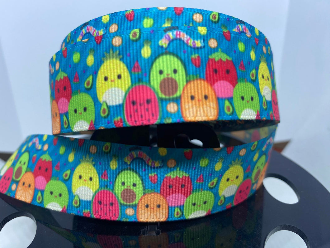 1 yard 1 inch Squishmallow Fruit Grosgrain Ribbon