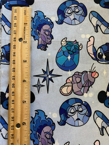 100% Cotton Blue Disney Jewels Custom Print Fabric