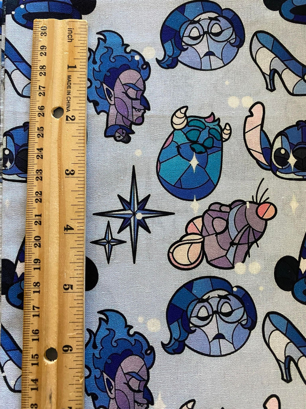 100% Cotton Blue Disney Jewels Custom Print Fabric