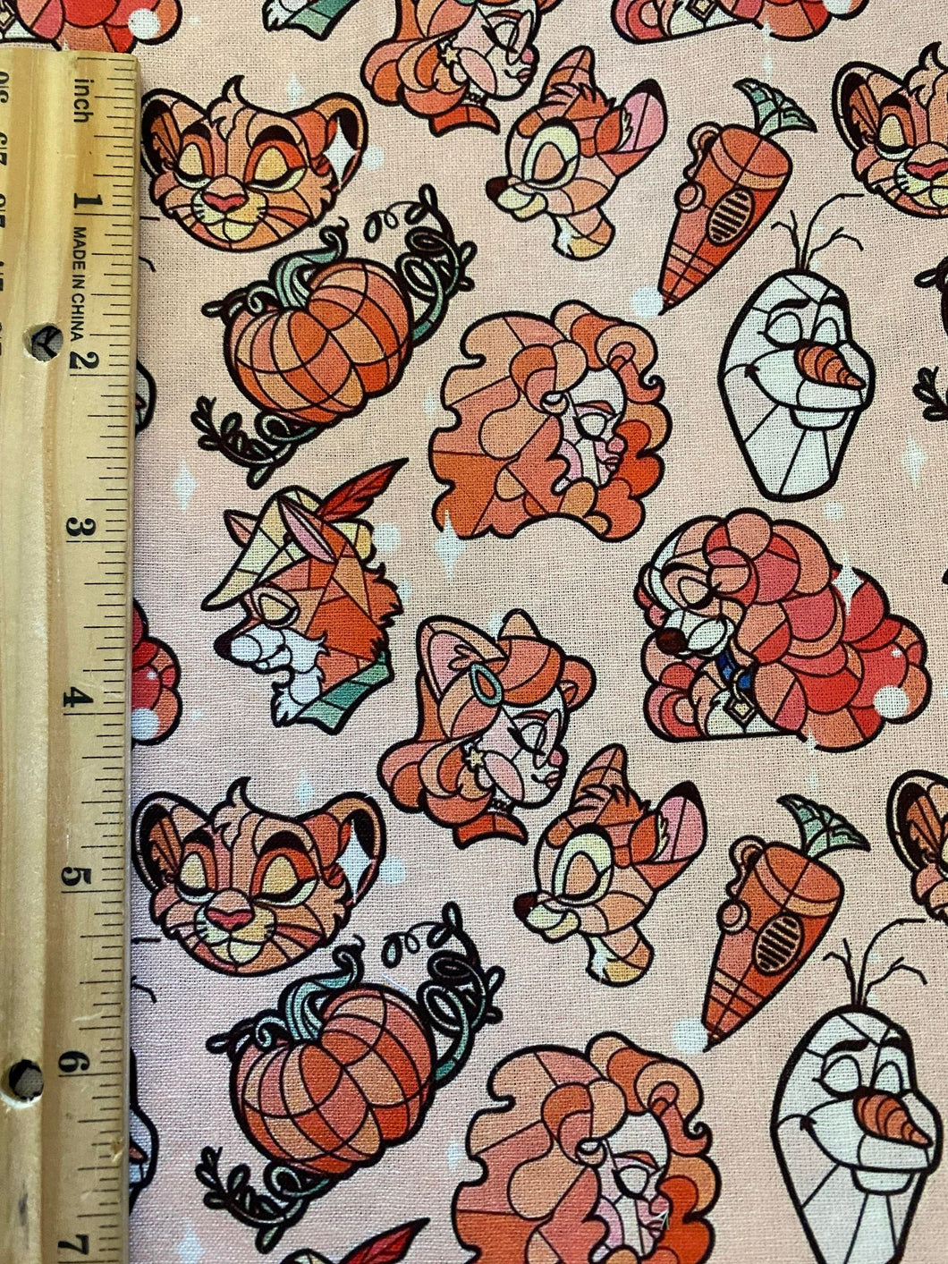 CLEARANCE 100% Cotton Orange Disney Jewels Custom Print Fabric