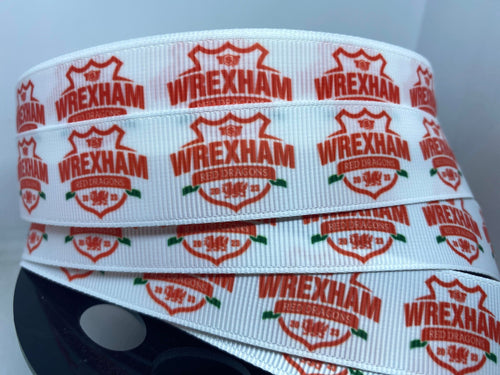 1 yard 1 inch Wrexham AFC Soccer Team Custom Print Grosgrain Ribbon