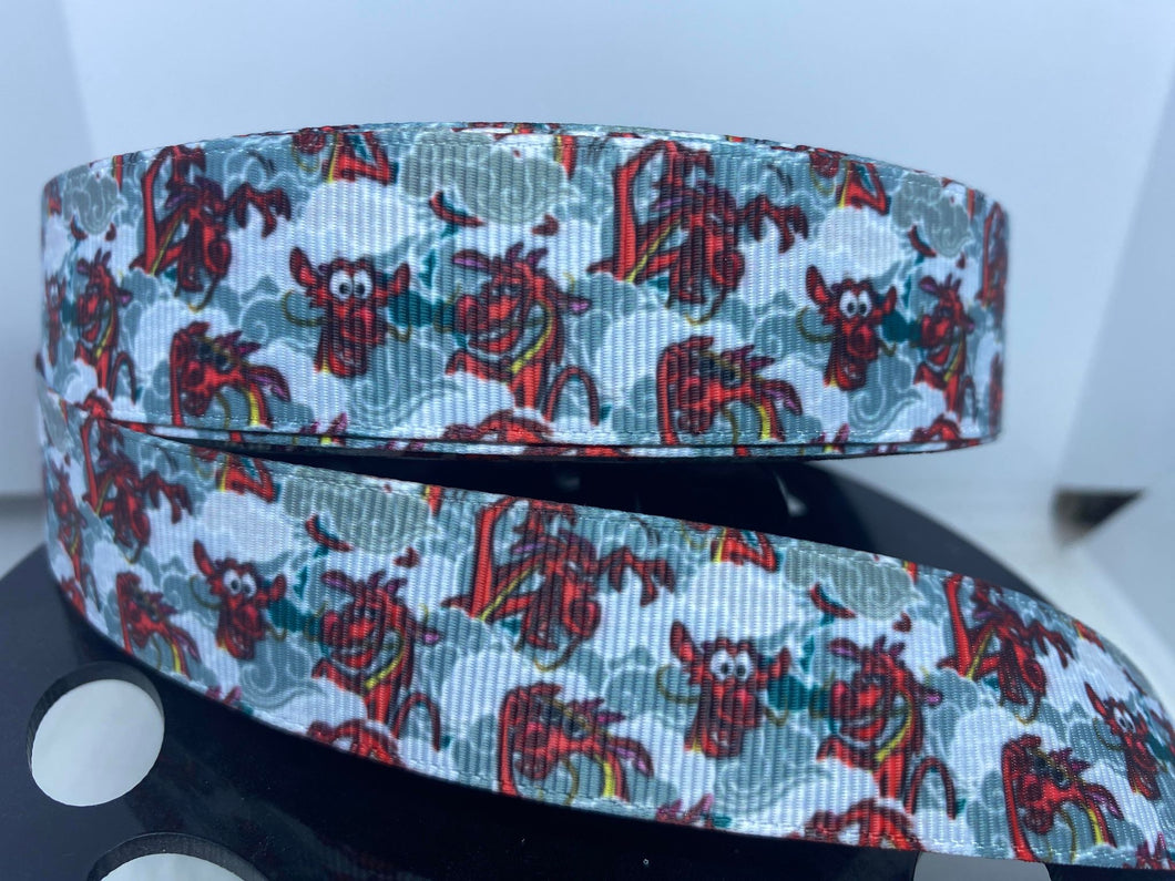 1 yard 1 inch Disney Movie Mulan Mushu the Dragon Grosgrain Ribbon