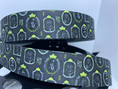 1 yard 1 inch Haunted Mansion Portrait Gallery Print Grosgrain Ribbon
