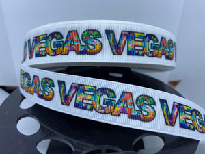 1 Yard 7/8" VEGAS / las Vegas Grosgrain Ribbon