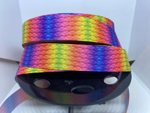1 yard 1 inch Rainbow Epcot Spaceship Earth exterior Grosgrain Ribbon