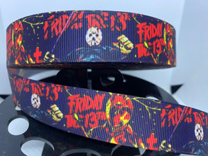 1 yard 1 inch "Friday the 13th" Jason Movies Grosgrain Ribbon