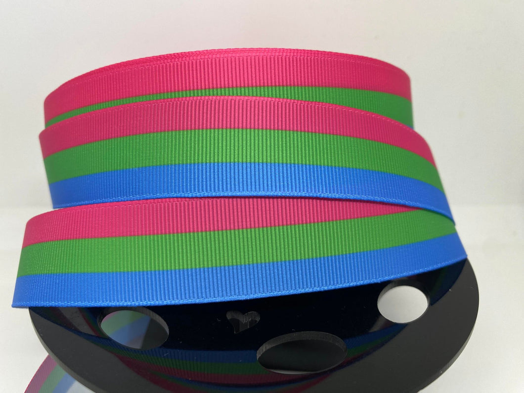 1 yard 1 Inch Pride flag Polysexual Colors Grosgrain Ribbon LGBTQ