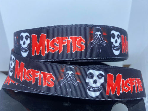 1 yard 1 Inch Misfits Punk Rock Band Custom Print Grosgrain Ribbon