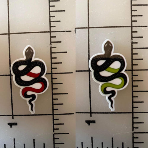 Green and Black or Pink and Black Snake Flat back Printed Resin