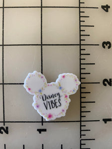 "Disney Vibes" Mouse Head shaped Flat back Printed Resin