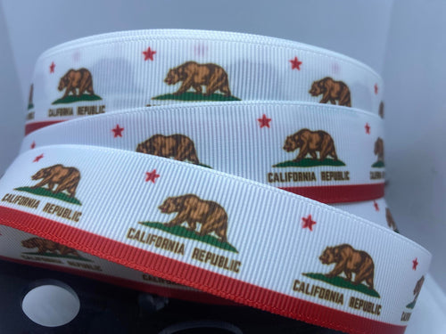 1 Yard 1 inch California State Flag Grosgrain Ribbon