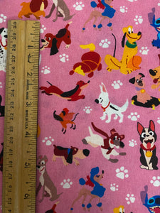100% Cotton Pink Disney Dogs Purse Print Fabric