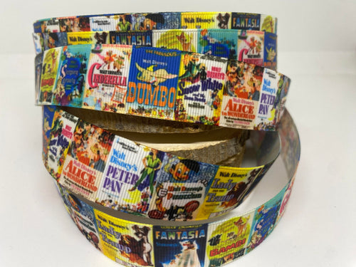 1 Yard 1 Inch Vintage Disney Movie Posters Grosgrain Ribbon