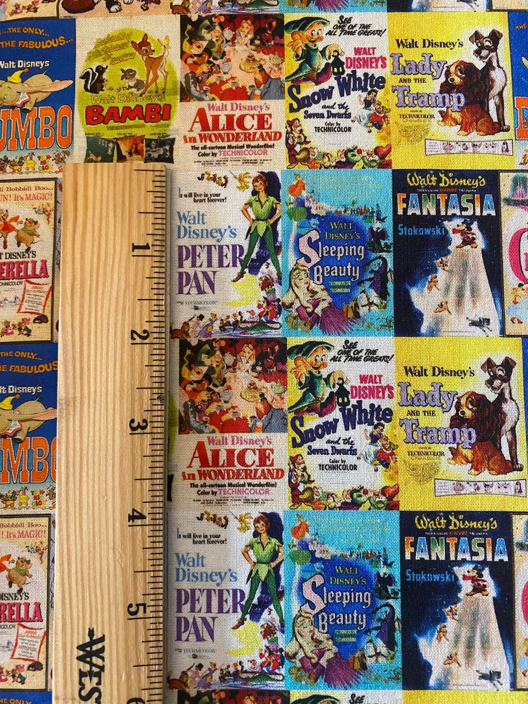 100% Cotton Vintage Disney Movie Posters Custom Print Fabric