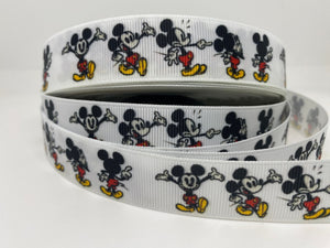 1 Yard 7/8" New Style Mickey Mouse Print Grosgrain Ribbon