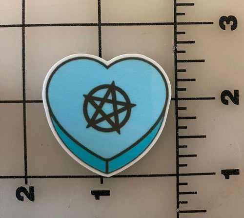 Pentagram Conversation Heart Flat back Printed Resin (Blue)