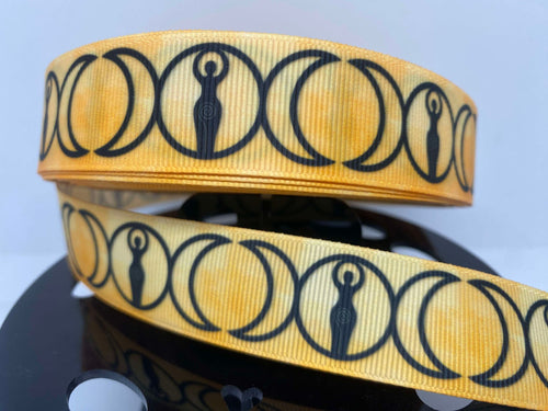 1 yard 1 inch Triple Moon Goddess Grosgrain Ribbon