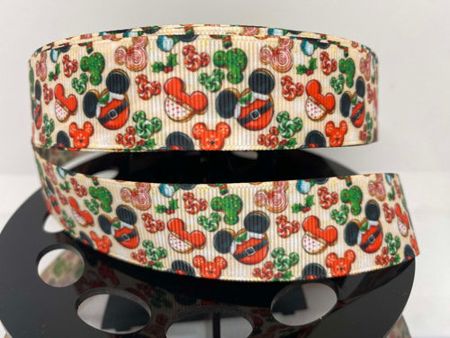 1 Yard 1 Inch Mickey Christmas Cookies Grosgrain Ribbon