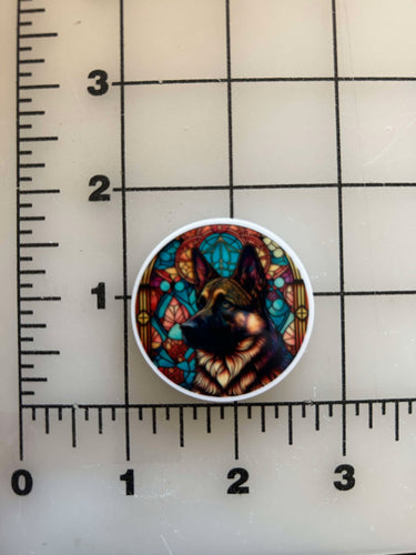 NEW Stained Glass German Sheperd flatback Printed Resin