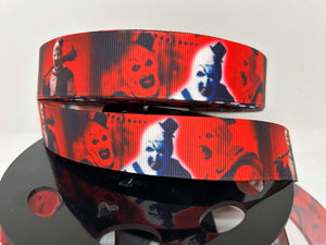 NEW 1 yard 1 inch wide All Hallows' Eve Art the Clown Grosgrain Ribbon