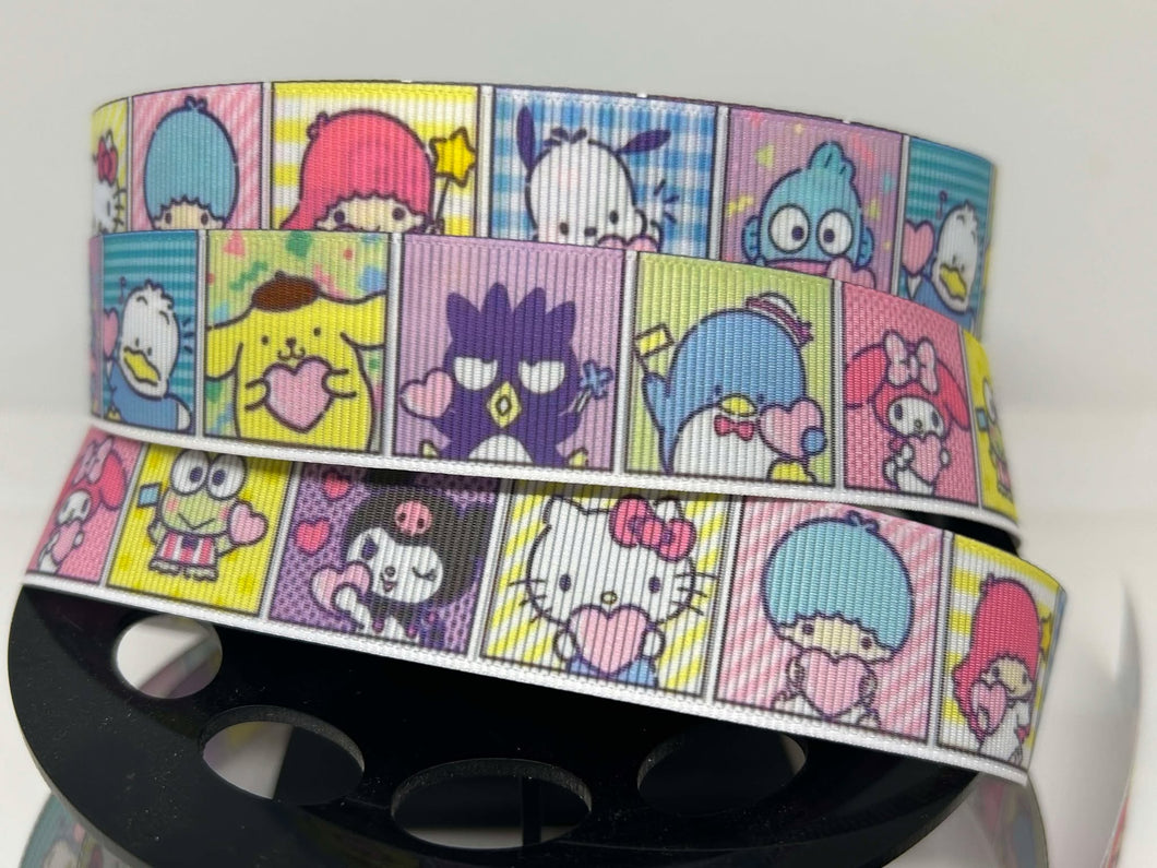 NEW 1 yard 1 inch All the Sanrio Characters Grosgrain Ribbon